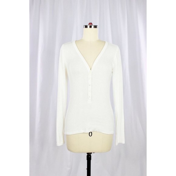 Aritzia WILFRED FREE Only Henley Ribbed Modal Long Sleeve T-Shirt Top, Size M